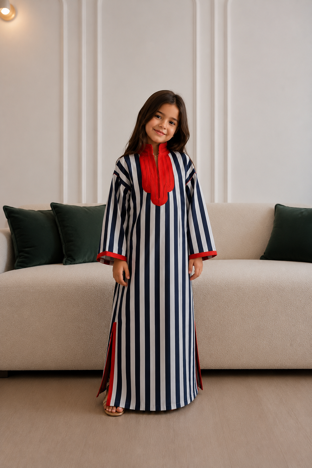 Ensemble Mère Fille Rayé Bleu Marine & Rouge
