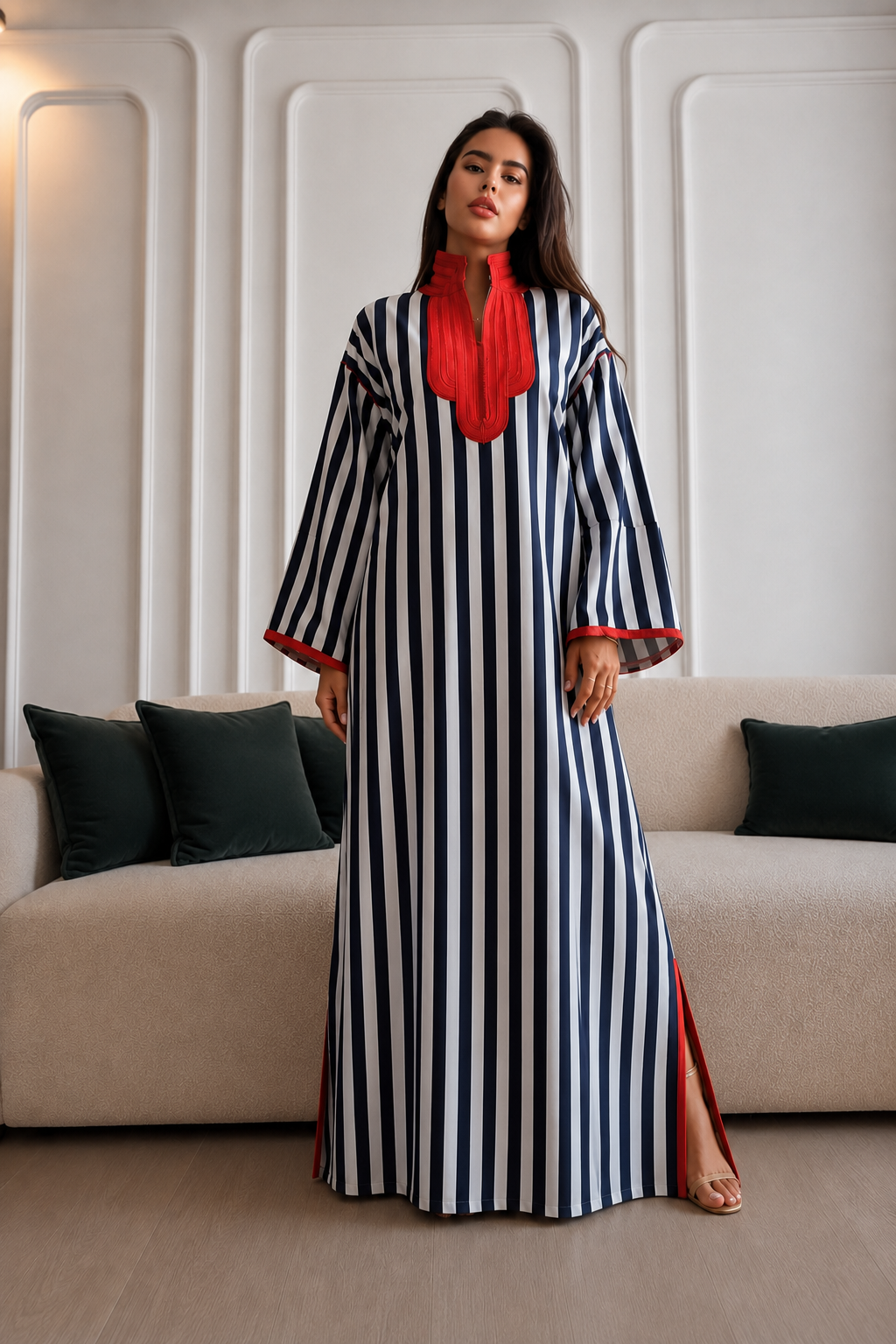 Ensemble Mère Fille Rayé Bleu Marine & Rouge