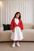 Ensemble Fille Jabador Rouge à Pois & Jupe Blanche